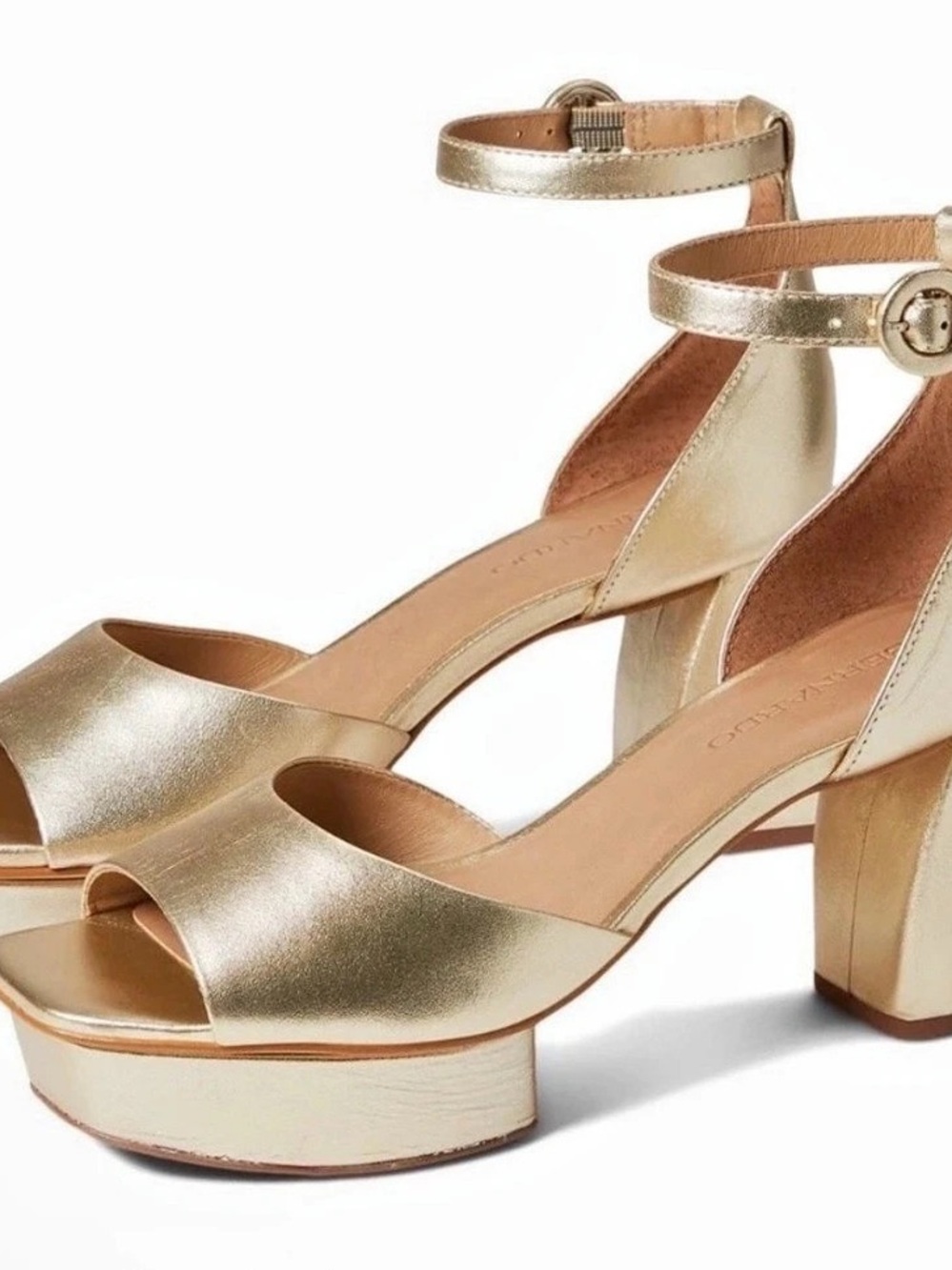 Bernardo Raleigh Metallic Ankle Strap Heel in champagne
